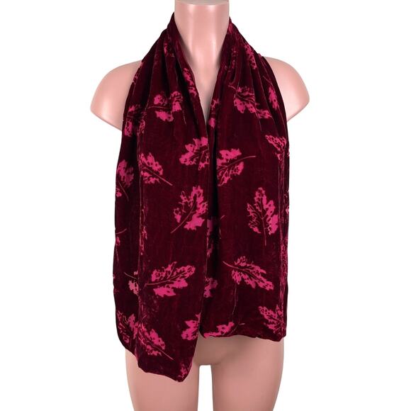 Vintage London Fog Red Velvet Burnout Rayon/Silk Scarf whimsigoth, fairy grunge - Picture 1 of 7